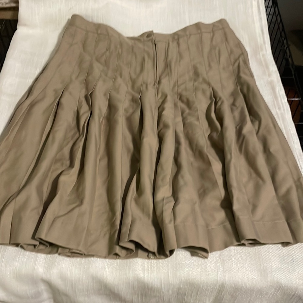 Lands End Khaki Pleated Skirt Size 14 Women’s